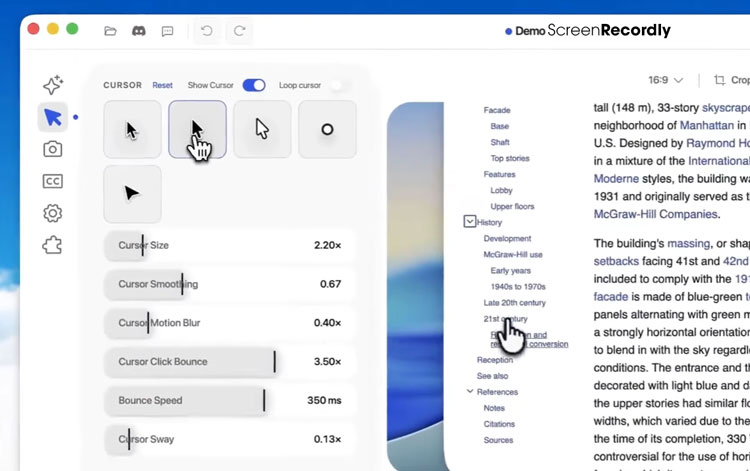 ScreenRecordly Tự động zoom vào vị trí thao tác
