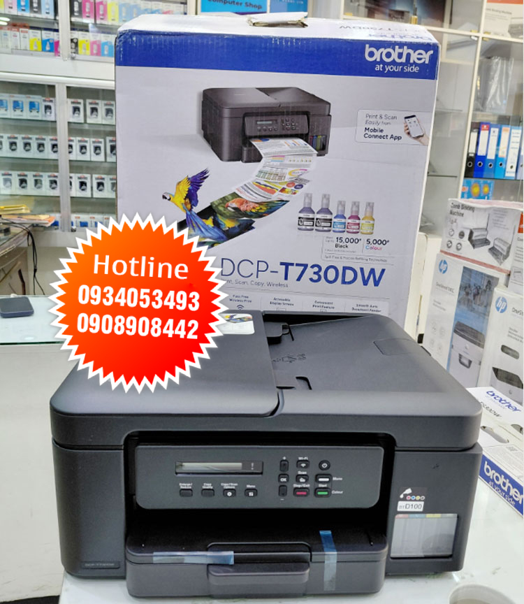 Máy in Màu Brother DCP-T730DW A4 A5 In Copy Scan 2 mặt WIFI 8 Máy In Brother DCP-T730DW đa chức năng Wifi